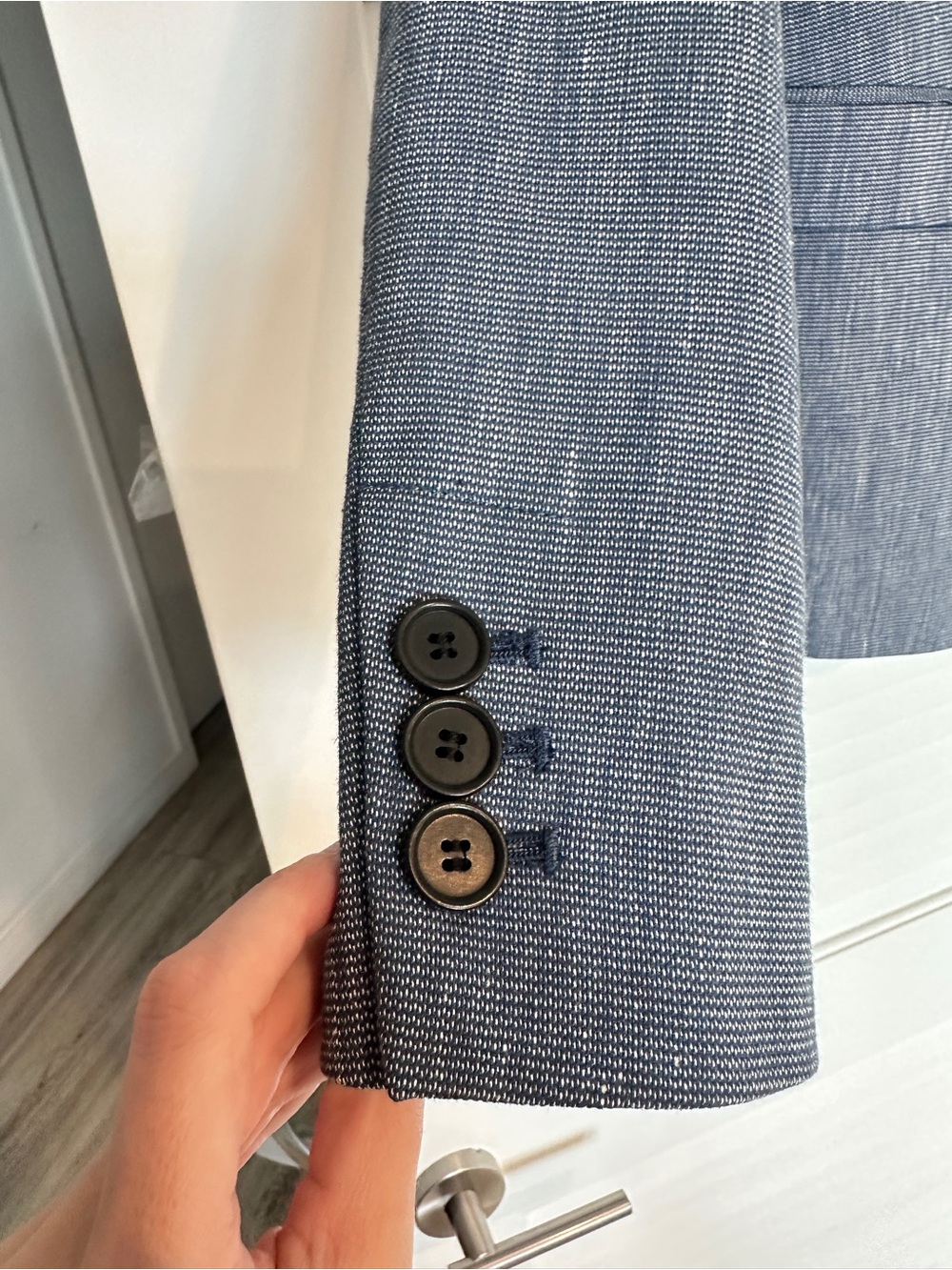 LOFT Chambray Linen Blend Classic Tailored Single Button Blazer Jacket 2 - Picture 3 of 16